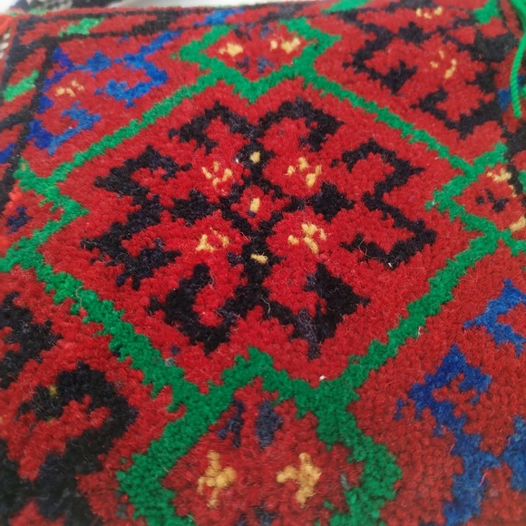 Vtg Tribal Carpet Rug Crossbody Bag Handmade Purse Tassels Hippy Ethnic Andean - Picture 4 of 12